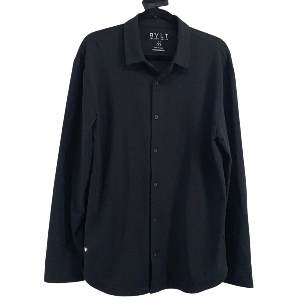Bylt Dress Shirt Mens Large Black Premium Basics Lux Long Sleeve